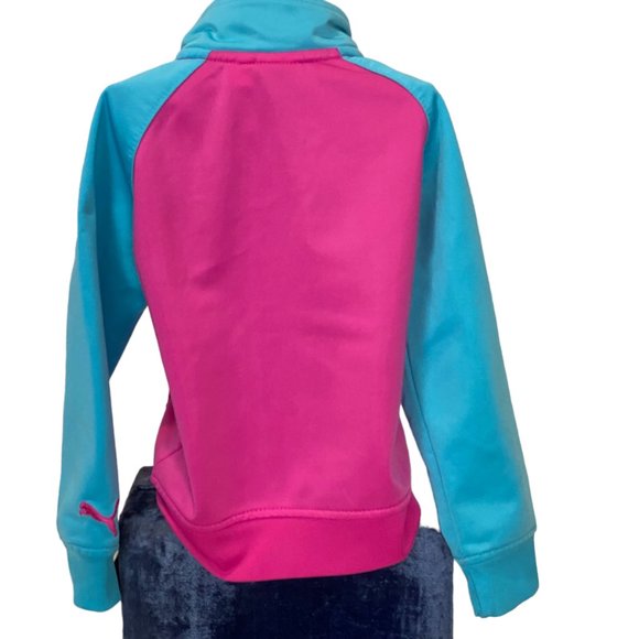 (4-124) Puma Sport Life Style Hot Pink and Blue Zipper Track Sweater - Picture 3 of 13